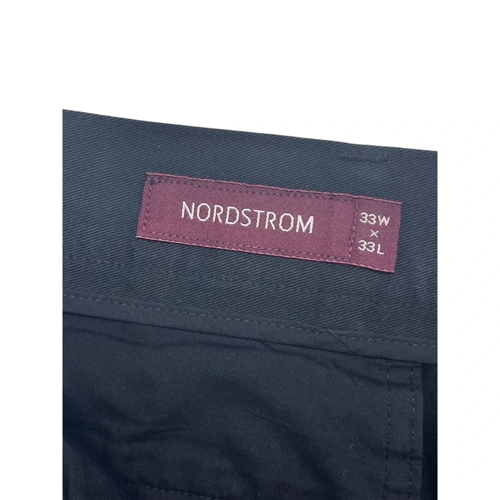 vtg Nordstrom 33x33 Navy Blue Chino Pants Pleated High Waisted Wide Leg Cotton